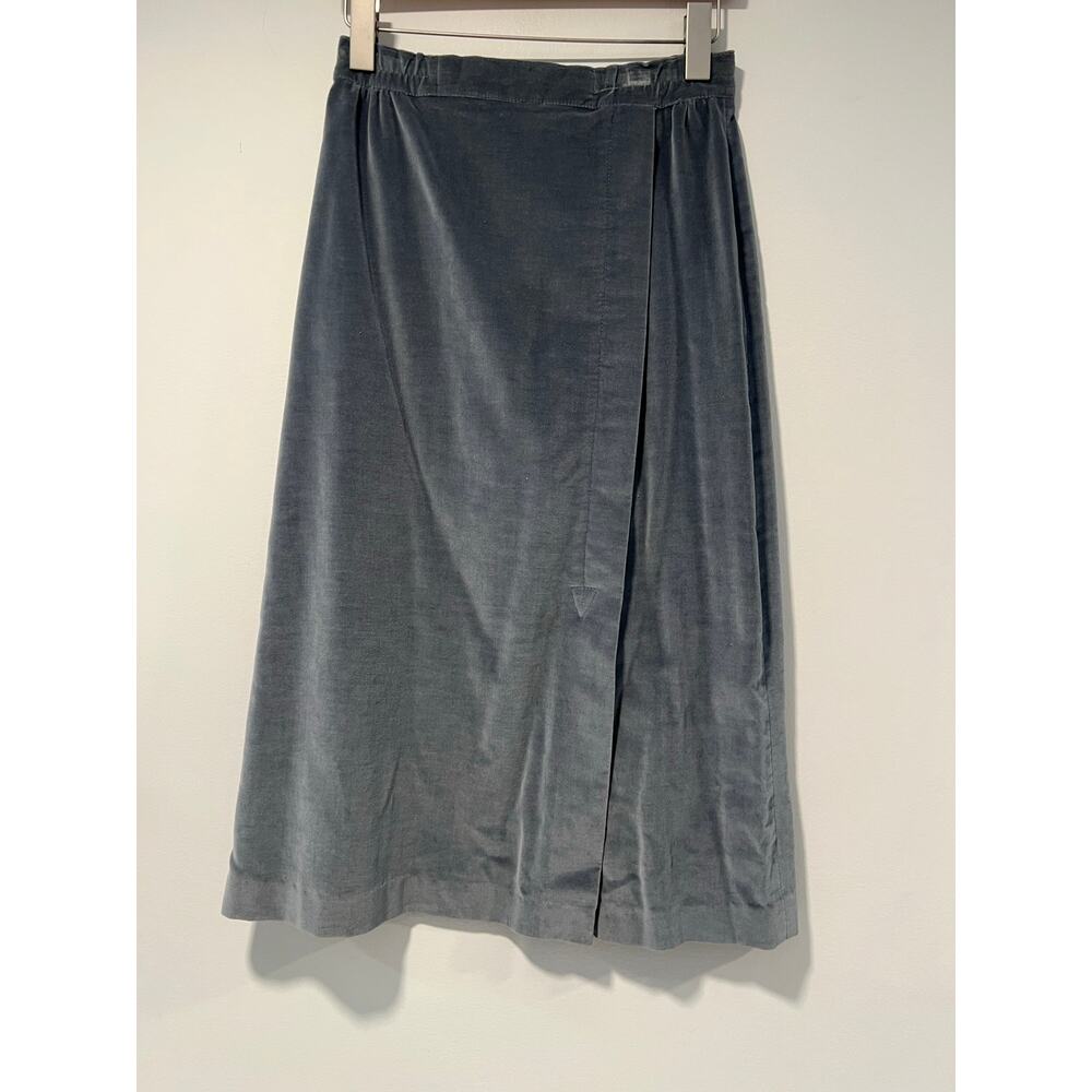 Vintage Velvet Midi Skirt in Slate Blue